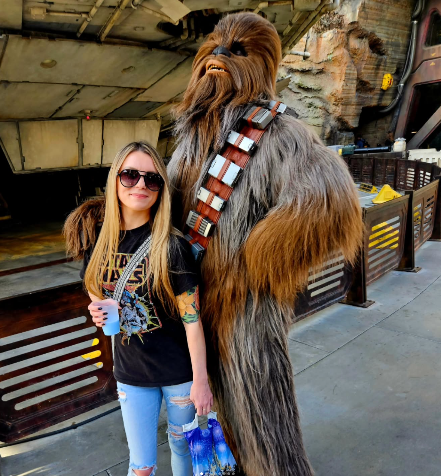 Kern Obi standing with Chewbacca